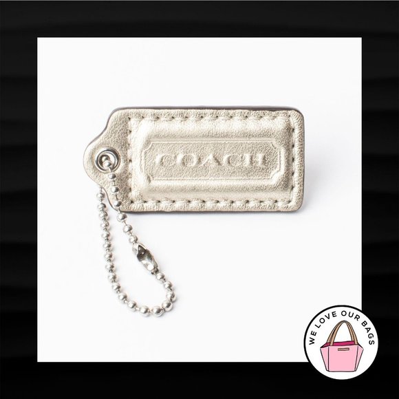 2" Medium COACH GOLD METALLIC LEATHER KEY FOB - Picture 1 of 1